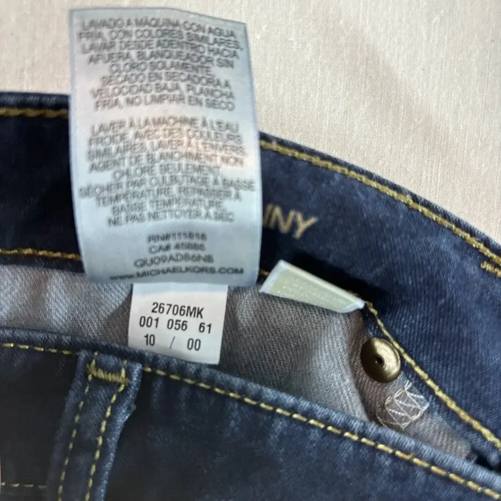Michael Kors Women's Dark Wash Izzy Skinny Stretch Mid Rise Jeans Size 10